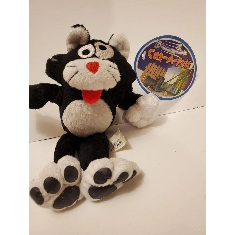 cat‎ a pult black and white cat plush catapult